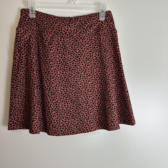 Eddie Bauer Womens M Skirt A Line Faux Wrap Rust Brown Black Spots Leaf - Picture 4 of 10